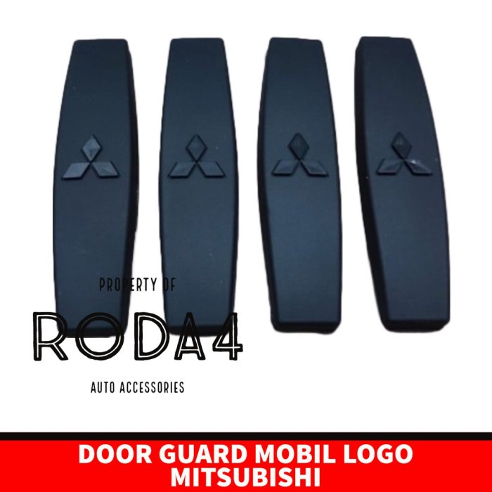 Door Guard Pelindung Pintu Mobil Logo Mitsubishi Hitam Model Oval