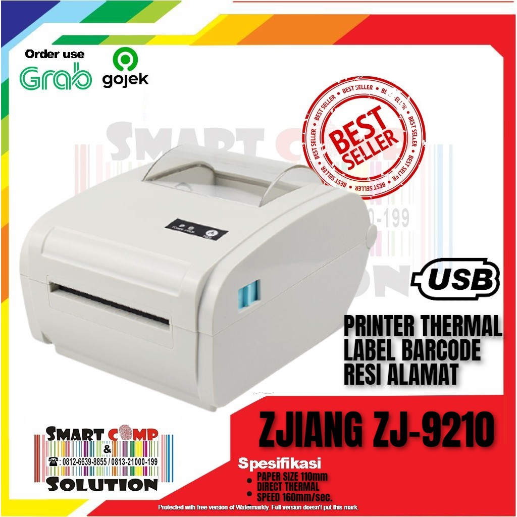 BARCODE PRINTER THERMAL Zjiang ZJ9210 ZJ-9210 LP 9210U LP-9210U SIZE 110MM / A6 - USB - 4&quot;