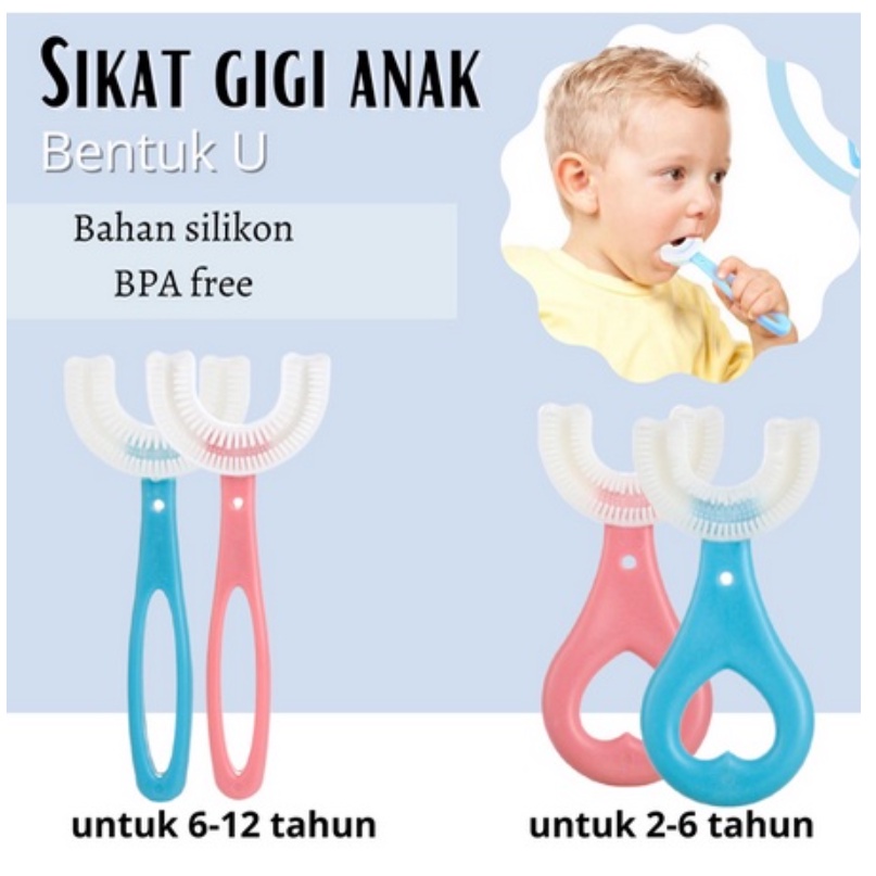 Sikat Gigi Anak Bentuk U Bahan Silikon / Training Toothbrush / Tooth Brush Baby Silicon type U Sikat Gigi Anak Sikat LC