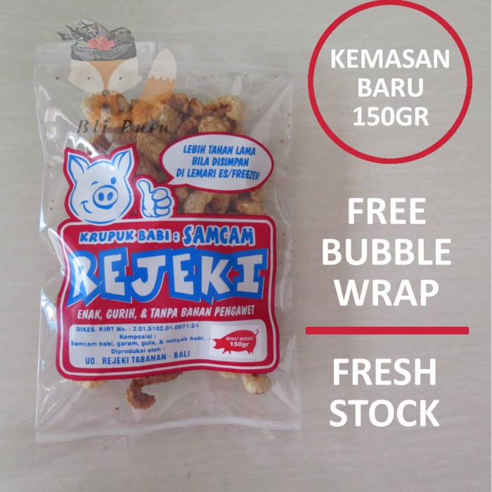 

NEW Rambak Krupuk Babi Bali Cap Rejeki Samcam Samcan - 200gr