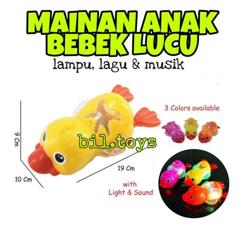 MAINAN ANAK BEBEK HKR DAPAT BERJALAN ADA LAMPU DAN MUSIK