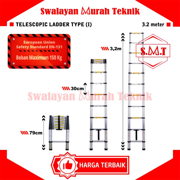 TANGGA 3,2Meter TELESCOPIC TANGGA 3.2Meter TELESKOPIK MOLLAR TELESCOPIK 3.2m 3.2 meter 3,2m 3,2 mete