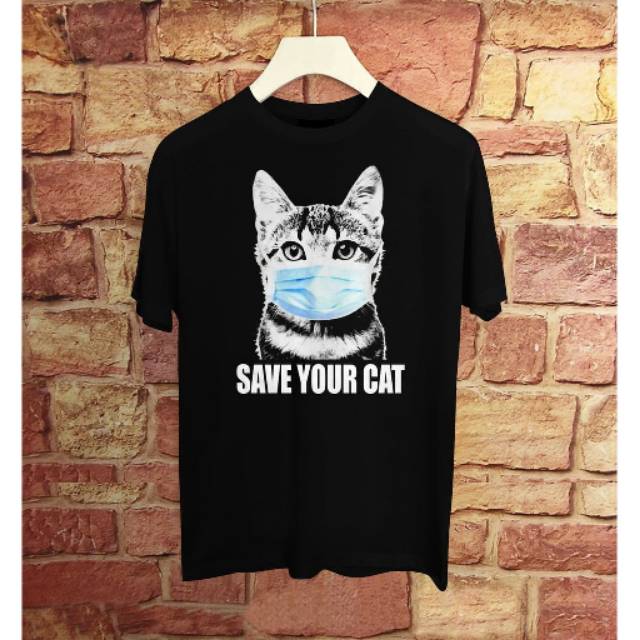 Fourfashion - Kaos Pria Kaos Distro SAVE YOUR CAT Black FN109