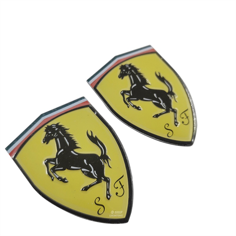 2pcs Stiker Emblem Logo SJ Ferrari Bahan Aluminum Untuk Bagasi Belakang Mobil