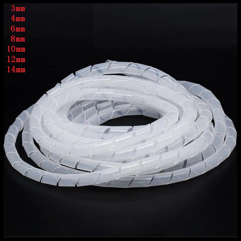 

3pcs/Lot 3mm 4mm 6mm 8mm 10mm 12mm 14mm White Spiral Cable Wire Wrap Tube Computer Manage Cord