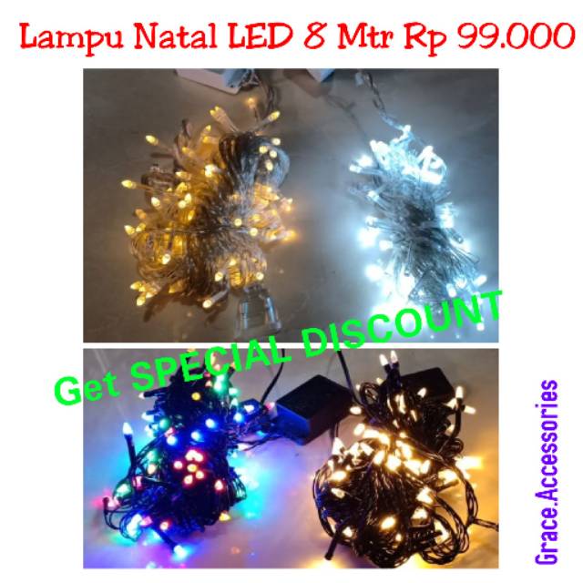 Lampu Warna  Warni Putih Kuning Warm  White  Pohon Natal 