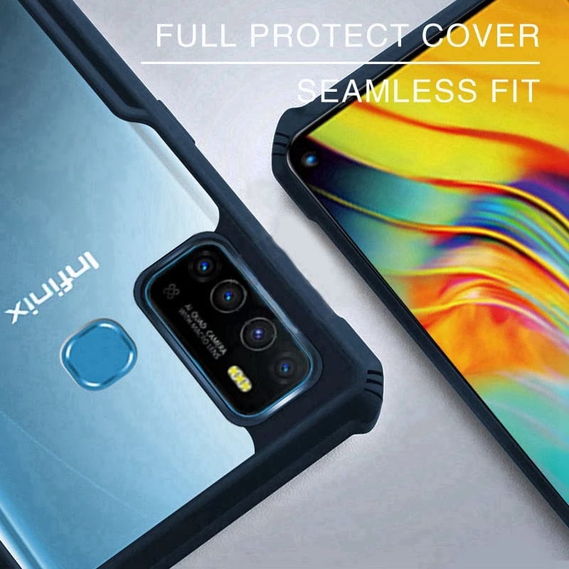 PROMO 2in1 CASE ShockProof Transparan Infinix Hot 9 Play Free GARSKIN Carbon Flexible Pelindung Bela