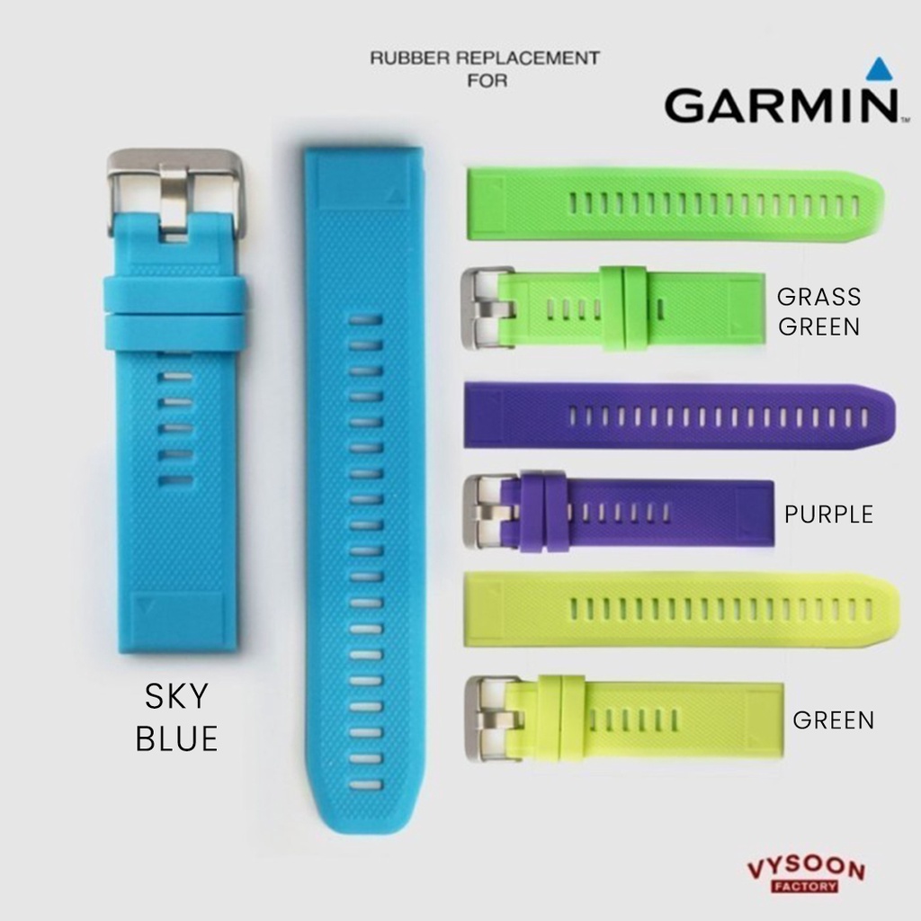 Rubber Strap Silicone Jam Tangan Garmin Fenix 5 6 7 Pro Solar 22mm Ori