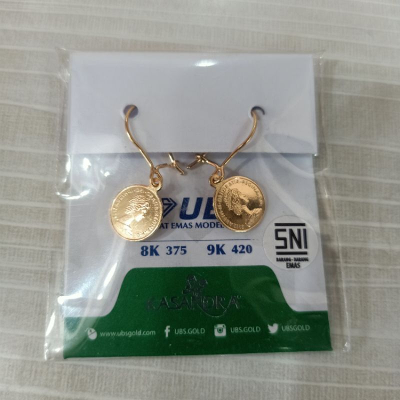 ANTING KOIN RUPIAH LIBERTY EMAS MUDA MODEL TERBARU KADAR 8 KARAT 375