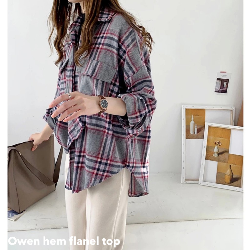 Owen hem flanel top -Thejanclothes