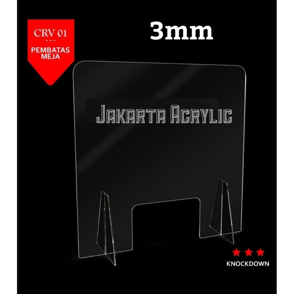 Partisi Acrylic 3mm 80x80cm Sekat Meja Akrilik Pembatas