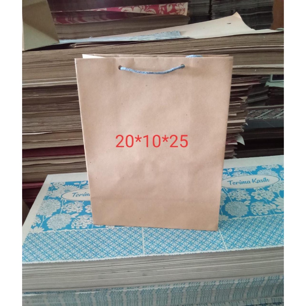 PAPER BAG POLOS 20x10x25 PAPER BAG COKLAT