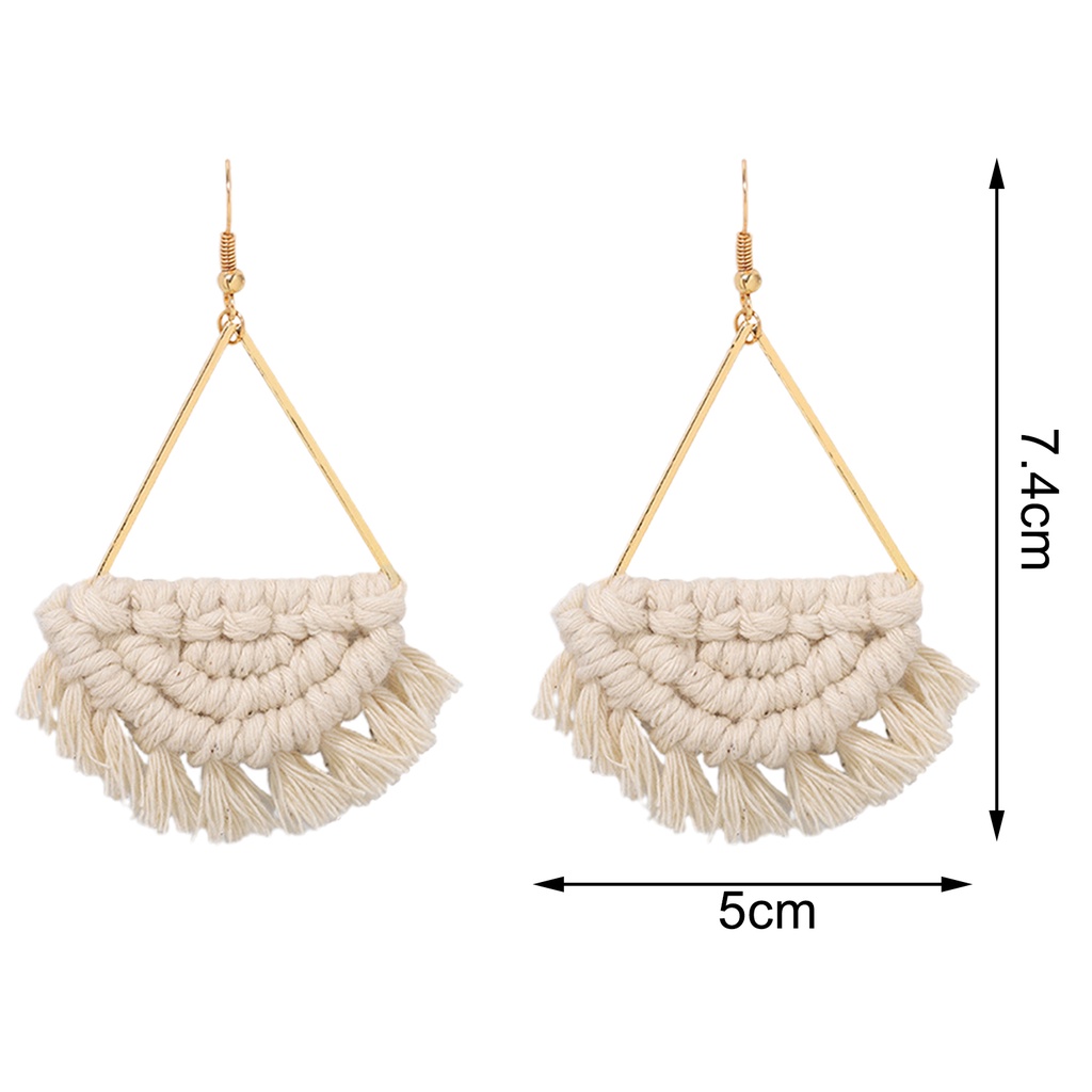 Hu Hu Hu Hu Hu Alat Bantu Pasang Kacamata♡ 1 Pasang Anting Kait Gantung Wanita Desain Kerangrumbai Gaya Bohemian Ringan Untuk Pantai