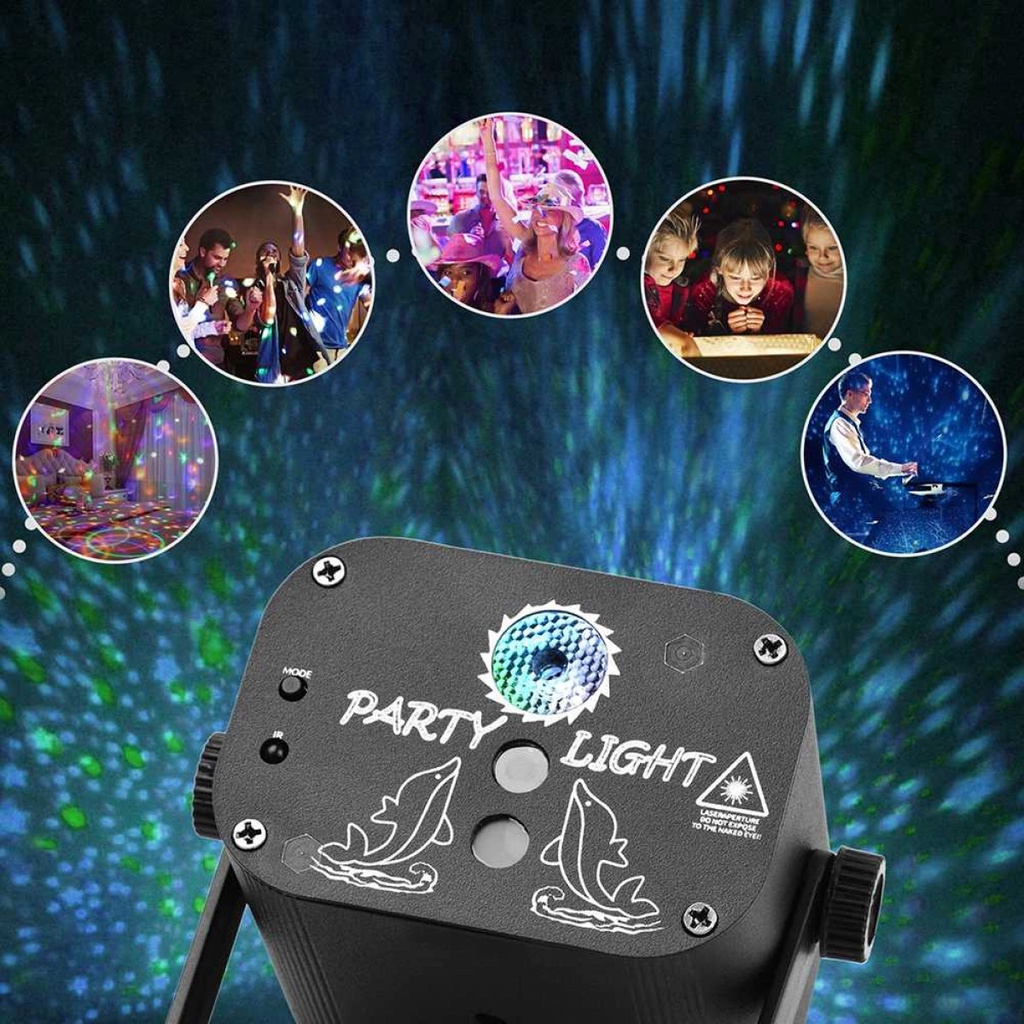 Lampu Proyektor Laser LED Panggung Disco Party 60 Pola Sensor Suara