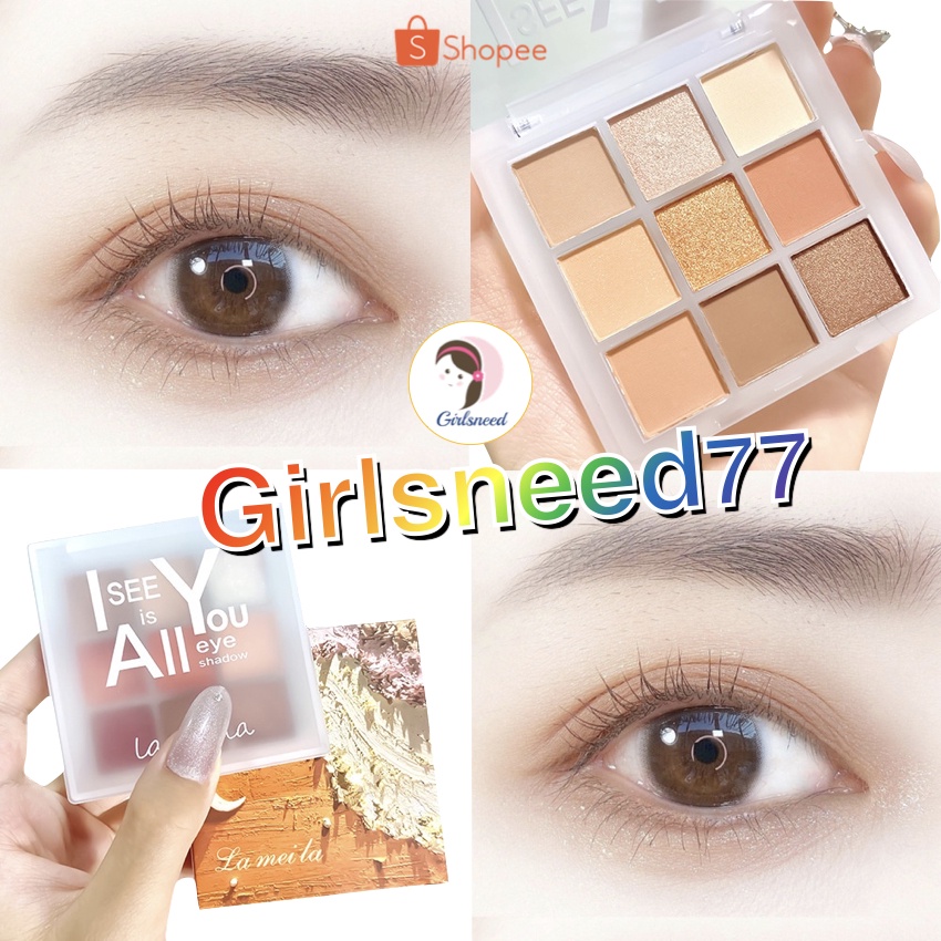 GIRLSNEED77 LAMEILA NEW Eyeshadow Palette 9 Warna Pigmen Glitter Lameila 5099 Pallete Eye Shadow Mata