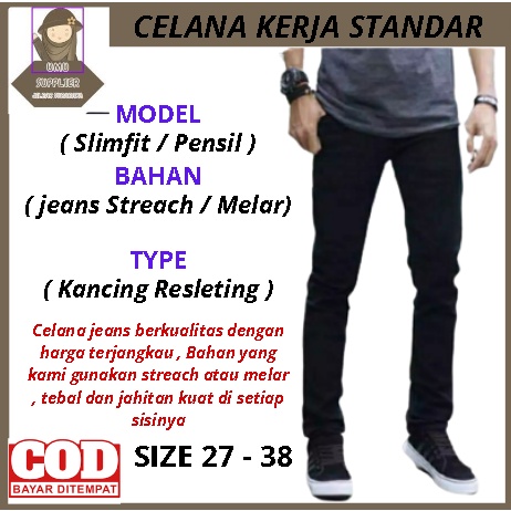 Jeans Pria panjang Skinny Slim Fit Pensil Melar