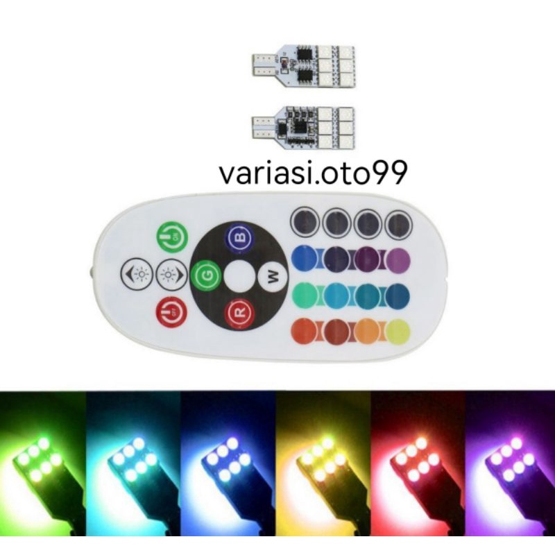 LAMPU LED SENJA KOTAK T10 5050 SMD RGB REMOT 12LED DAN 6LED