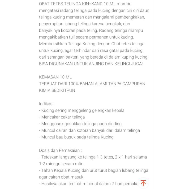 OBAT TETES TELINGA KUCING OBAT RADANG TELINGA KUCING CONGEK BAU BENGKAK LUKA INFEKSI GATAL