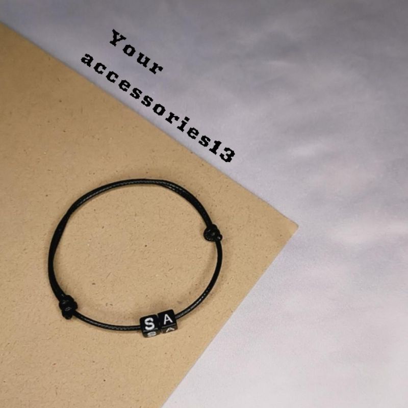 Gelang tali hitam custom nama