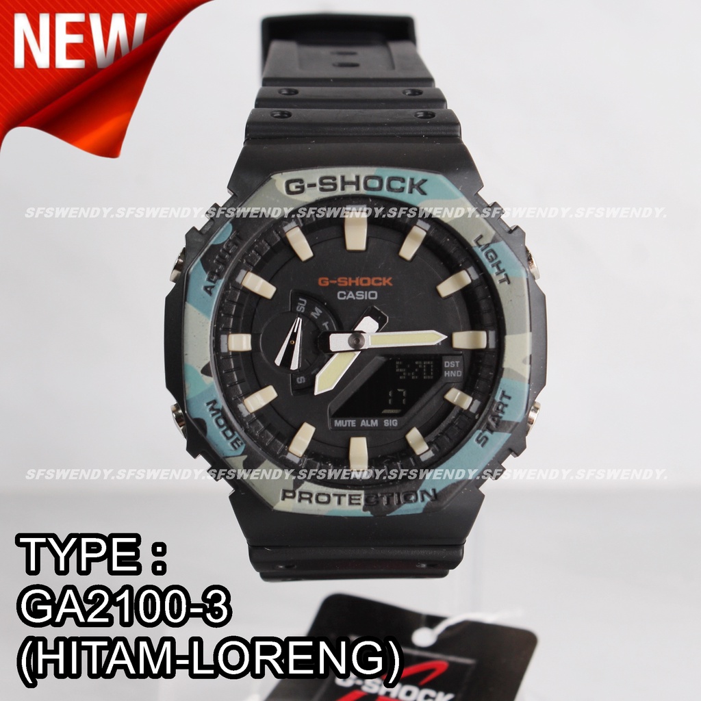 CUCI GUDANG !!! G Shock GA-2100 Hitam kuning loreng hijau army jam tangan digital pria &amp; anak anti air sporty