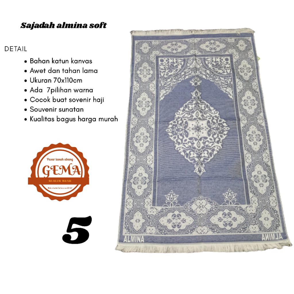 grosir sajadah almina soft 70x110cm harga/isi 20 pcs