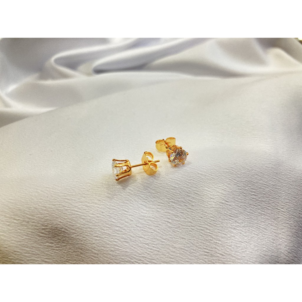 Anting Tusuk Mata Satu Lapis Emas Aksesoris Perhiasan 18K