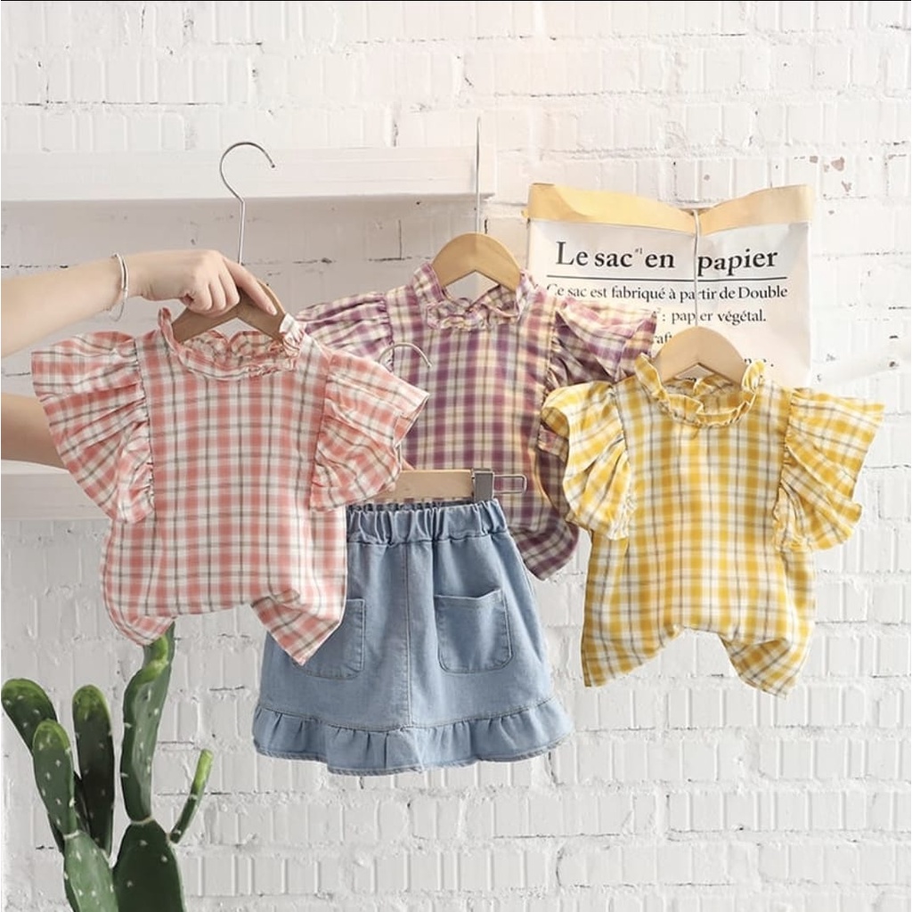 Setelan Anak Perempuan/Baju Anak Import/Baju Bayi Fashion Set plus Rok Jeans/Setelan Anak Murah