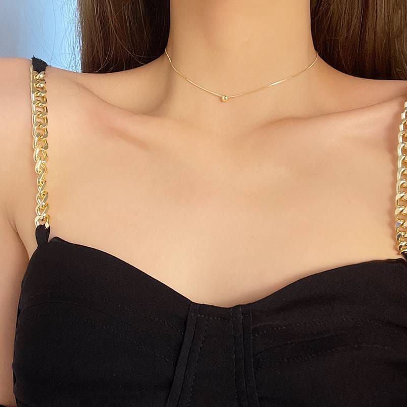 Kalung wanita korea liontin bola pasir kalung wanita korea terbaru anti karat tidak luntur