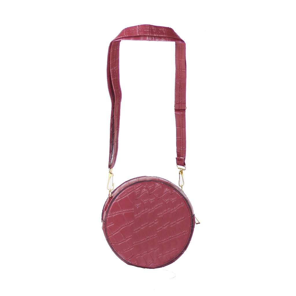 Tas Selempang Wanita Fashionable Bag Round Starvia Warna Maroon Nyaman Berkualitas Sling Bag Cantik