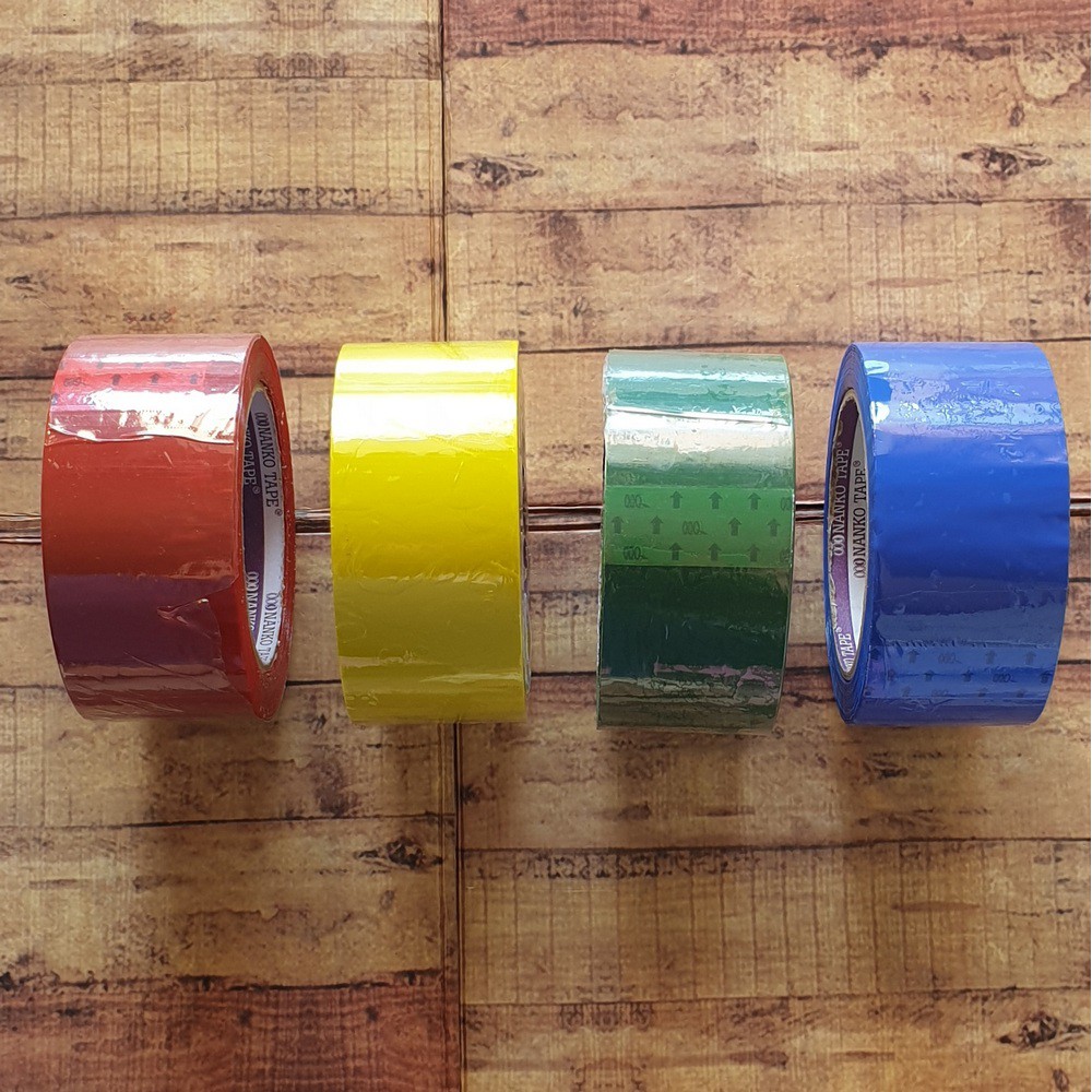 Lakban OPP Nanko Tape Warna Merah - Kuning - Hijau - Biru Merk Nanko Tape