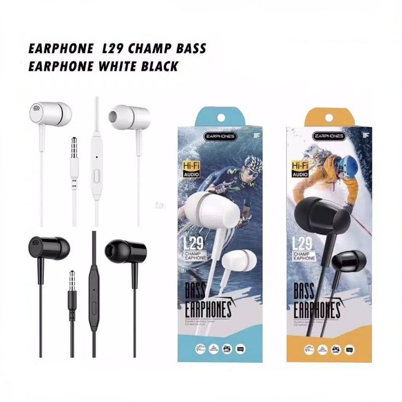 HEADSET HANDSFREE EARPHONE HF STEREO + MIC D21 L29 SUPERBASS BEST SELLER PACKAGING IMPORT