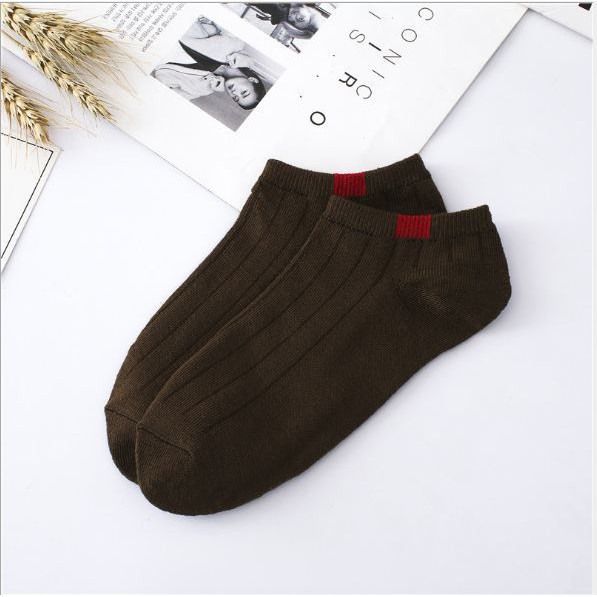 AS Kaos Kaki Polos 2 Warna Garis Pendek Semata Kaki Kaos Kaki Polos Fashion Ankle Cute Import-COKLAT