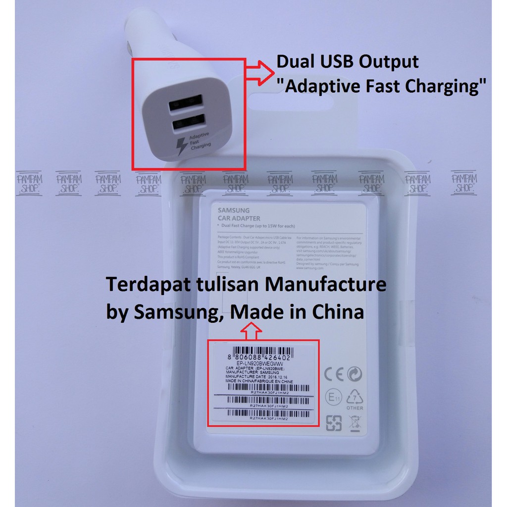 Car Charger Adapter Samsung Adaptive Fast Charging 15W Original Dual 2 Output Port