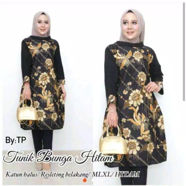 Tunik Bunga Hitam/ Tunik Batik Murah.