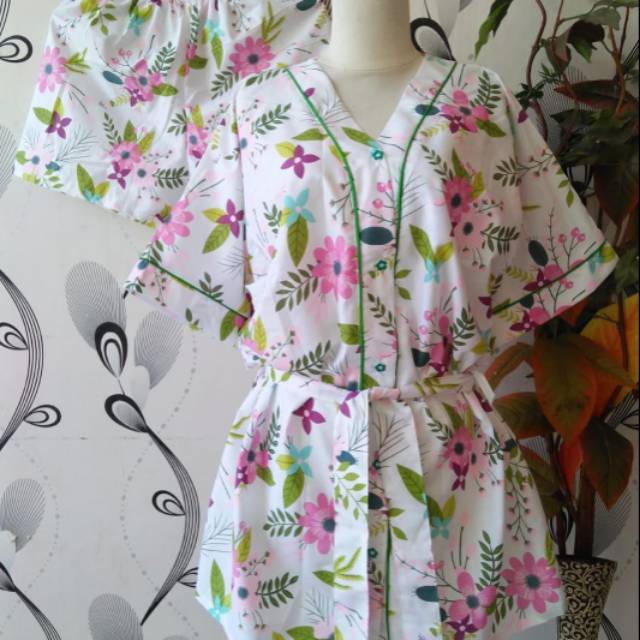 Set kimono motif bunga casual / dress sexy set