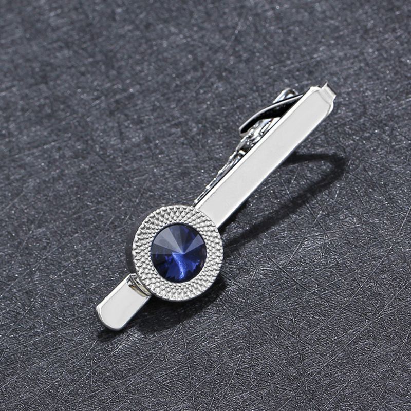 Siy Klipjepit Dasi Pria Bahan Metal Warna Silver Hias Kristal Gaya Simple Untuk Pernikahan