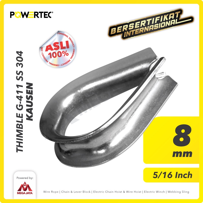 POWERTEC Thimble Wire Rope Kausen Sling Stainless Steel 8mm - 5/16"