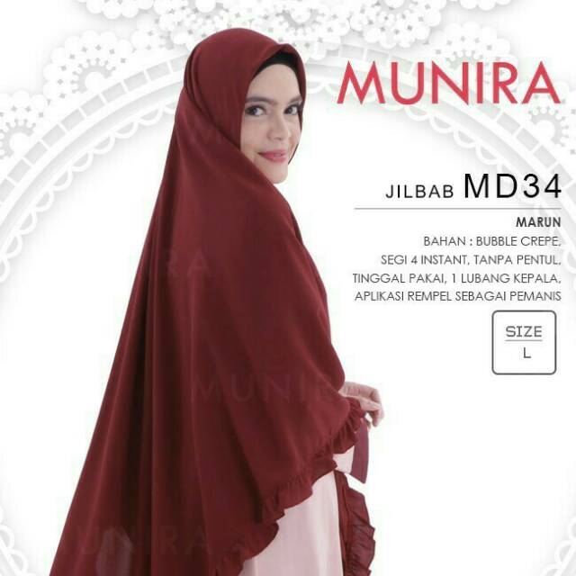 Jilbab Segiempat ORI MUNIRA MD 34 | Jilbab Instan | Segiempat Hijab Syari | jilbab Syari
