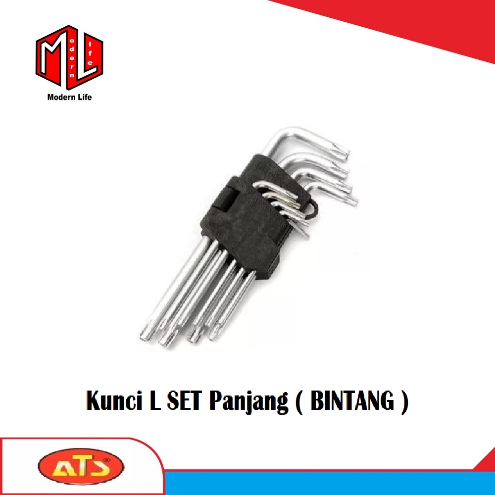 KUNCI L SET 9 PCS BINTANG PANJANG ATS / HEX KEY LONG PANJANG 9PCS ATS