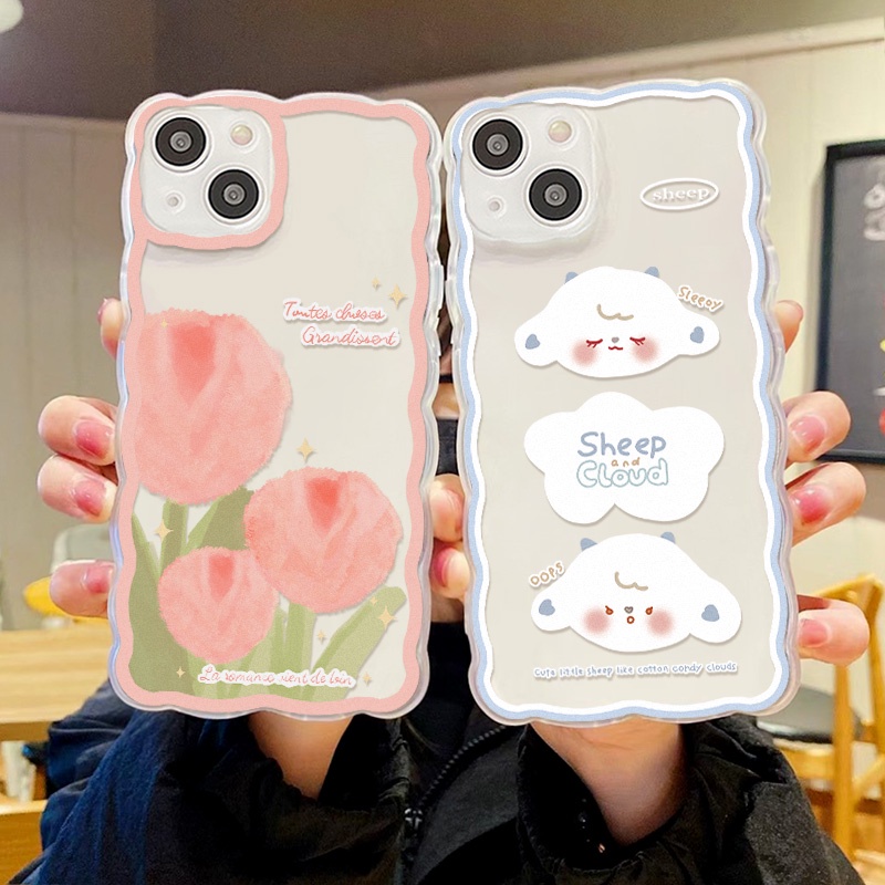 Soft Case Pelindung Lensa Kamera Lukisan Minyak Tulip Tahan Banting Untuk iPhone 13 Pro Max 11 12 Pro X XS Max 7 8 Plus SE 2020