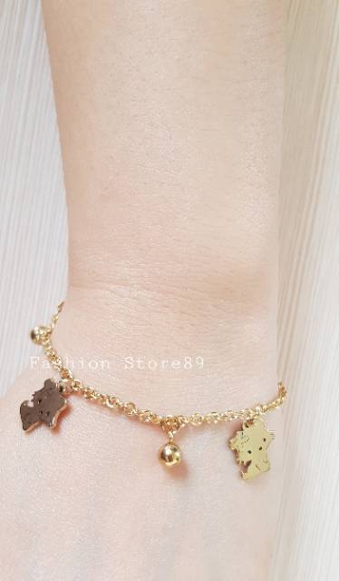 Gelang rantai jurai motif titanium gold gelang fashion titanium gantungan motif gelang kaki titanium