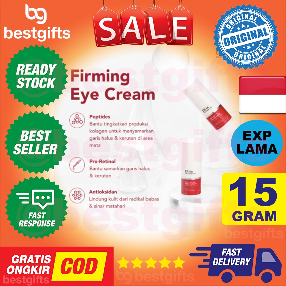 ERHA AGE CORRECTOR PEPTIDES PRO RETINOL FIRMING EYE CREAM KRIM MATA MENGHALUSKAN KERUTAN MATA 15 GRAM