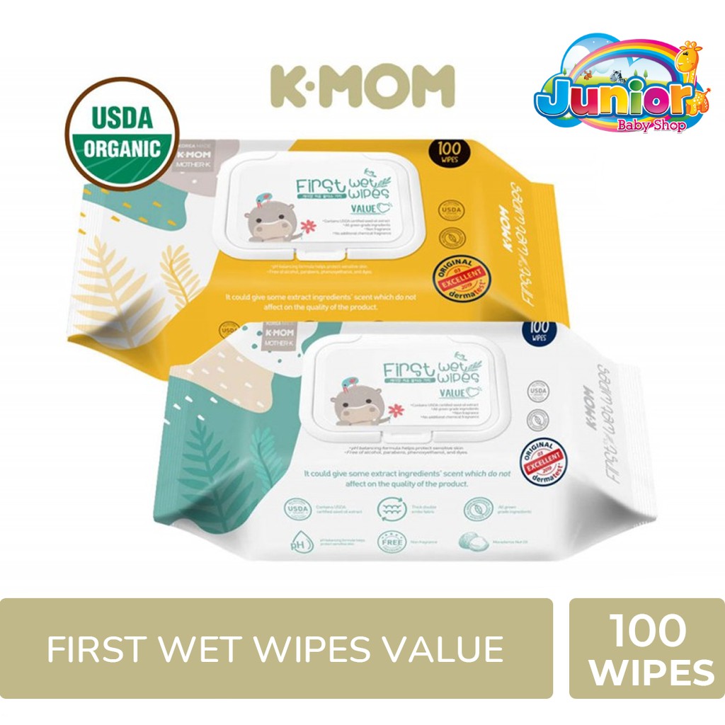 K-MOM First Wet Wipes 100pcs Value Cap