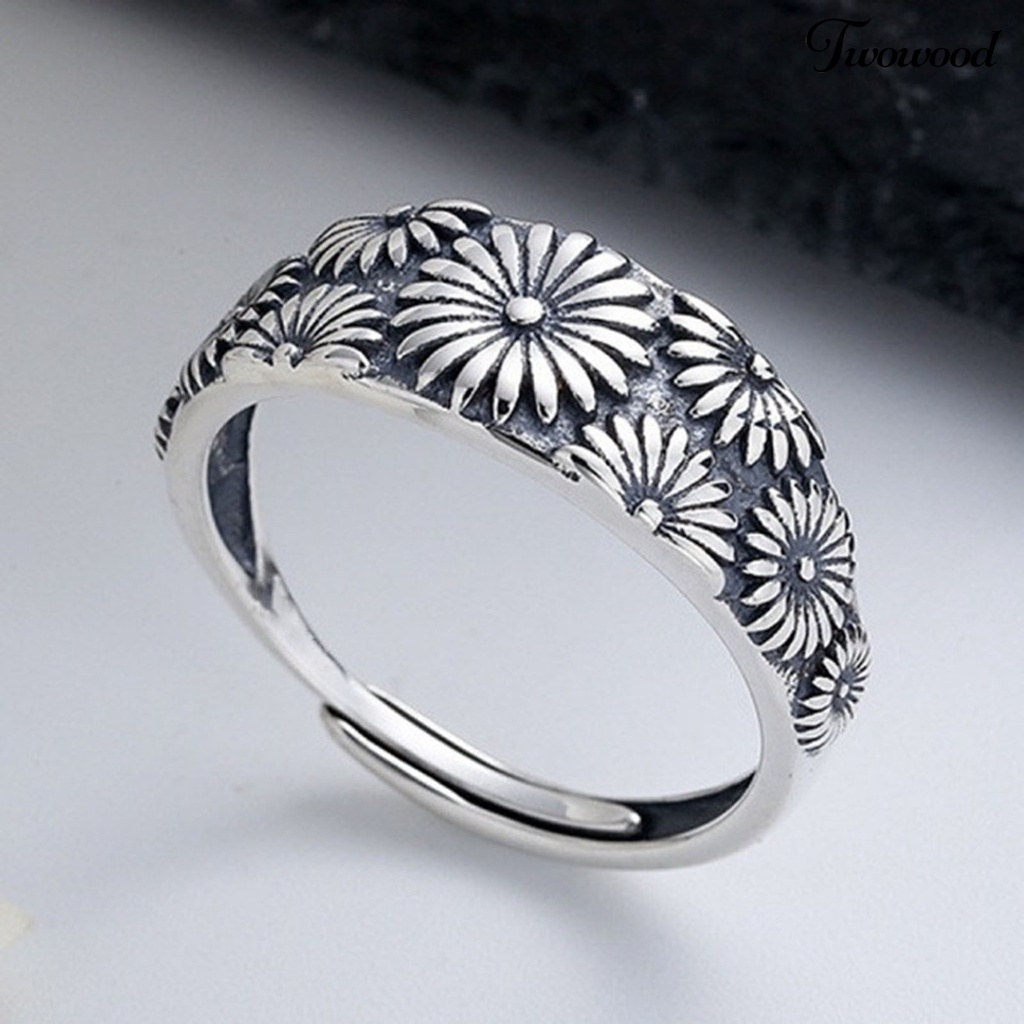 Cincin Adjustable Desain Chrysanthemum Gaya Vintage Untuk Pernikahan