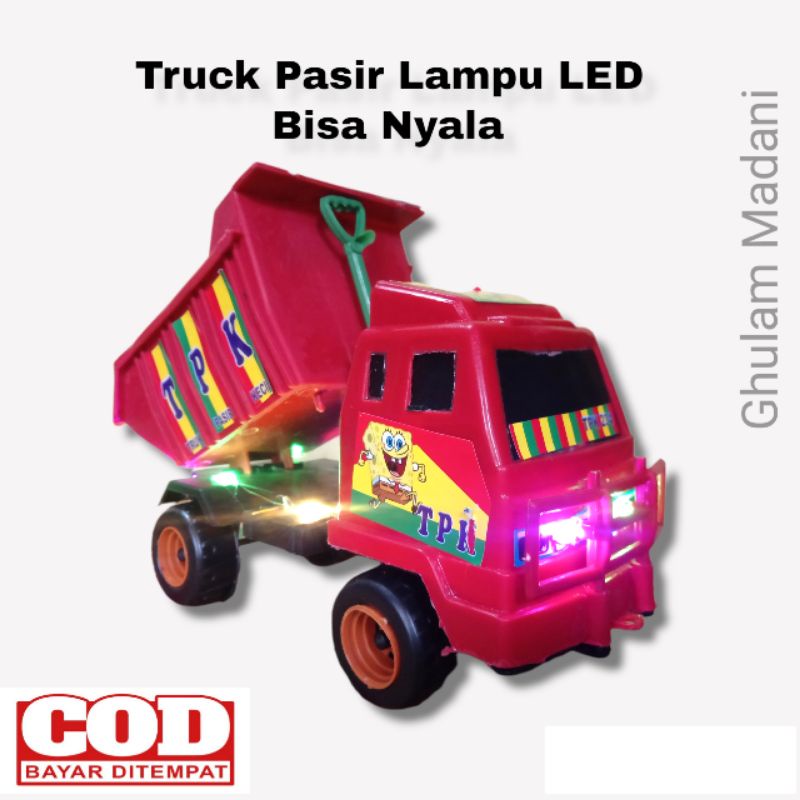COD Truk Mobil Mainan Modifikasi Mobil Plastik lampu / truk mobil truk pasir lampu LED / mainan anak