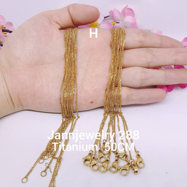 Kalung titanium belut gepeng n bulat uk 45&amp;50&amp;60cm [KP-2]