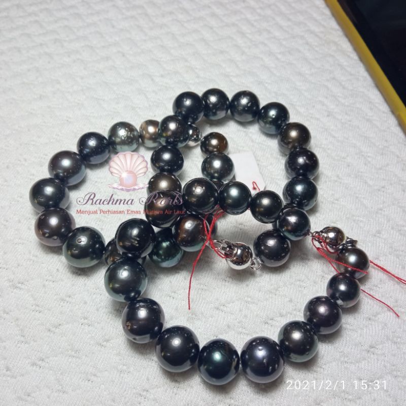 Gelang full mutiara gelang pria simple warna mutiara hitam Tahiti asli lombok bersertifikat terbaru