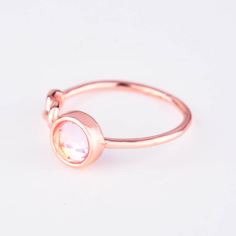 Cincin Sterling Silver 925 Dengan Batu Kristal Pink Untuk Wanita Jza0122