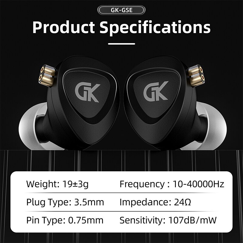 GK GSE 1BA+1DD Driver Unit HiFi In Ear Monitor Earphone Sports Music Headset 2Pin Headphone Earbuds G1 GST G5 GS10 CCA NRA CA2