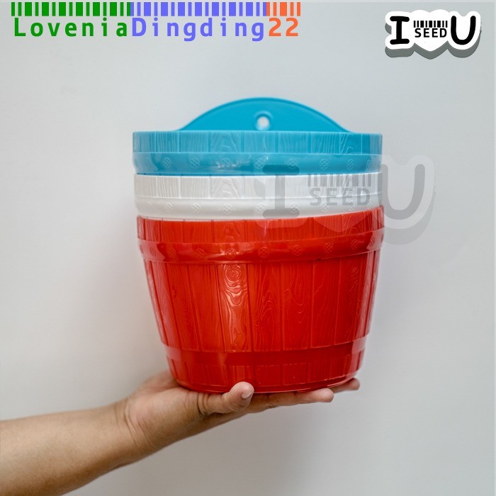 Pot Dinding Warna 18cm Motif Gentong No.22 - Lovenia